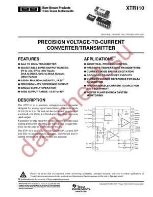 XTR110KU datasheet  